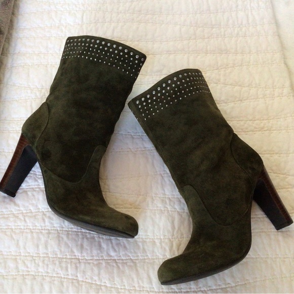 Enzo Angiolini Womens Green Suede High Heels Boots, 7.5 - Picture 2 of 10